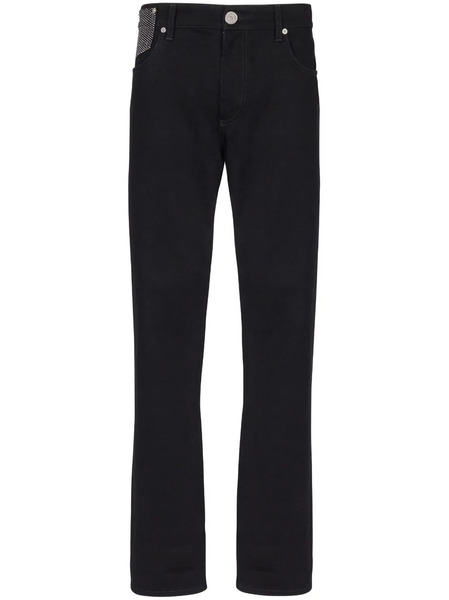  Balmain Crystal-embellished Straight-leg Jeans - Black 