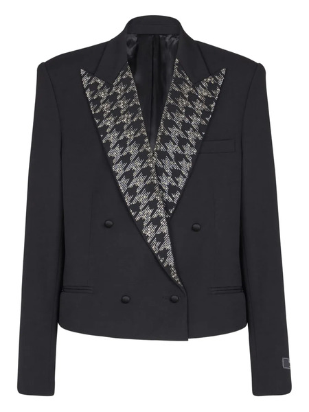  Balmain Crystal-embellishment Double-breasted Blazer - Black 