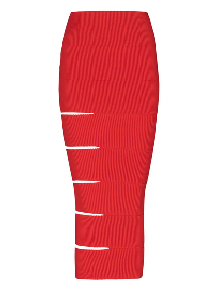  Balmain Cut-out Knitted Skirt - Red 