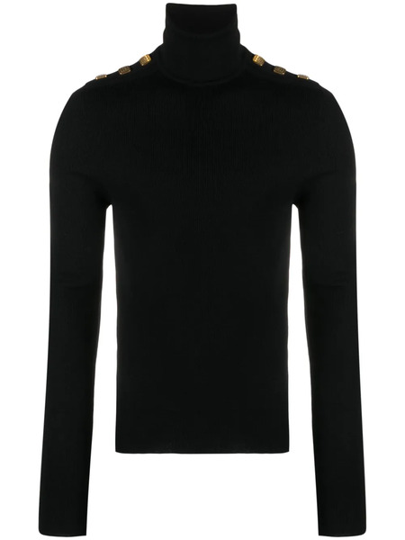  Balmain Decorative-buttons Fine-ribbed Wool Jumper - Black 