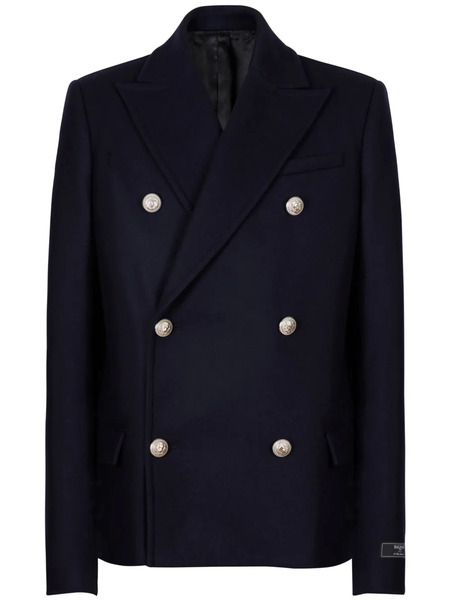  Balmain Double-breasted Coat - Blue 
