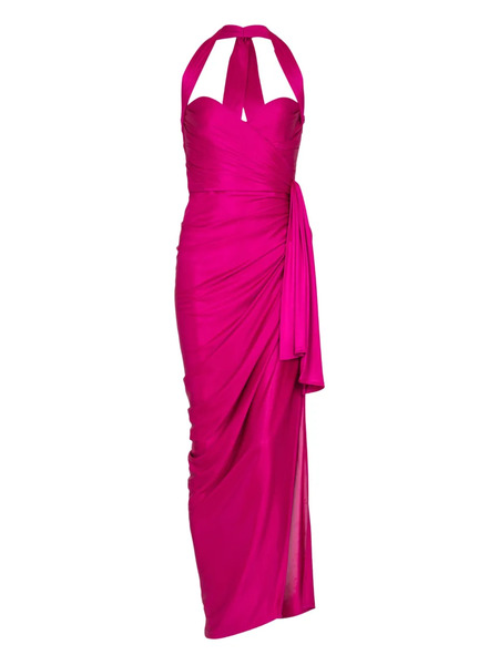  Balmain Draped Jersey Midi Dress - Pink 