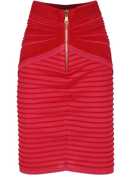  Balmain Draped Midi Skirt - Red 