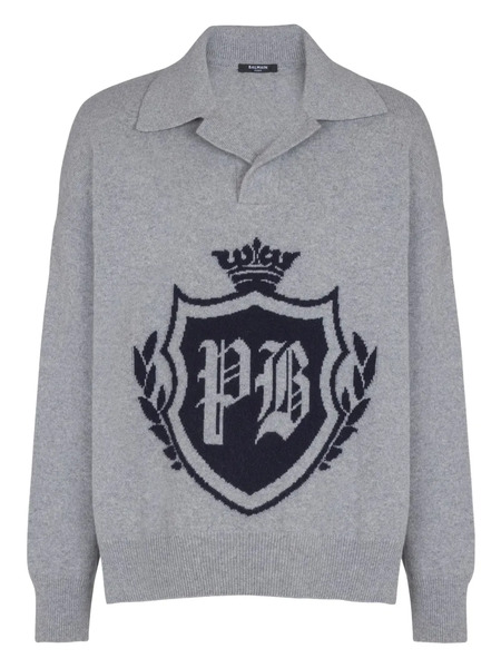  Balmain Emblem Sweater - Grey 