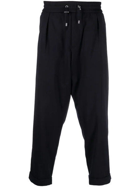  Balmain Embossed-button Drawstring-waist Trousers - Blue 
