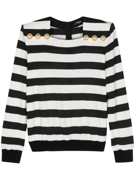  Balmain Embossed-button Striped Jumper - Black 