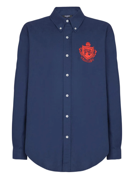  Balmain Embroidered Cotton Shirt - Blue 
