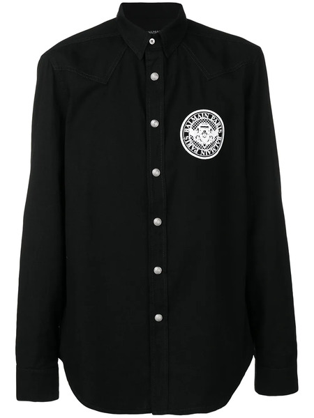  Balmain Embroidered Logo Shirt - Black 