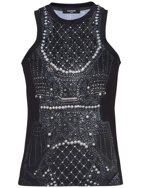  Balmain Embroidery-print Tank Top - Black 