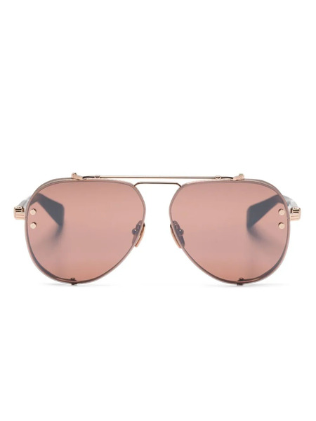  Balmain Eyewear Captaine Oval-frame Gradient Sunglasses - Brown 