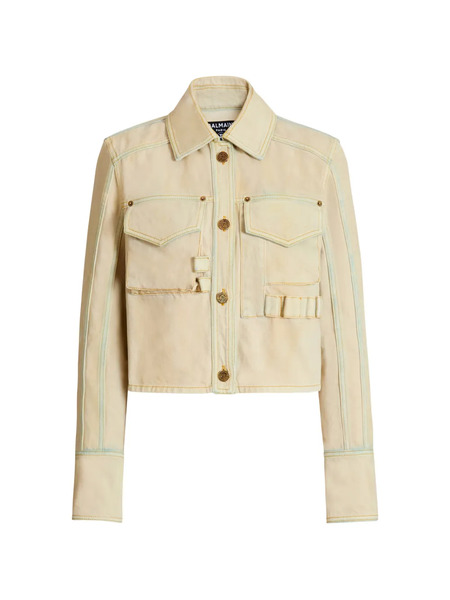  Balmain Faded Denim Jacket - Neutrals 