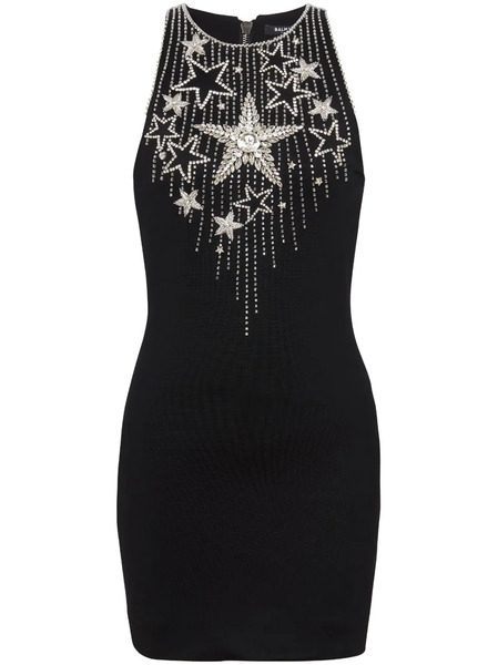  Balmain Falling Stars Embroidered Minidress - Black 