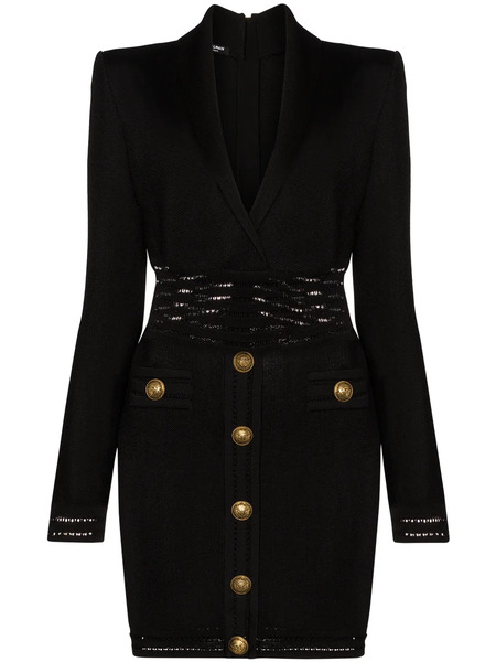  Balmain Fine-knit Bodycon Dress - Black 