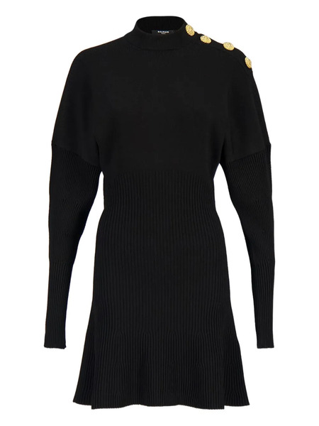  Balmain Flared Knitted Mini Dress - Black 