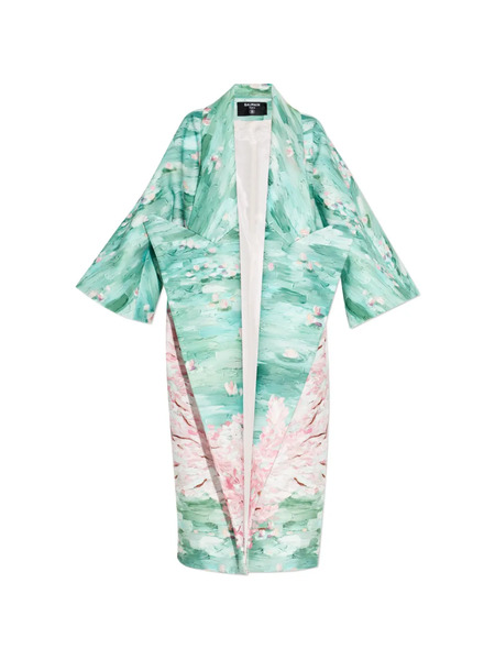 Balmain Floral-print Oversized Coat - Green 