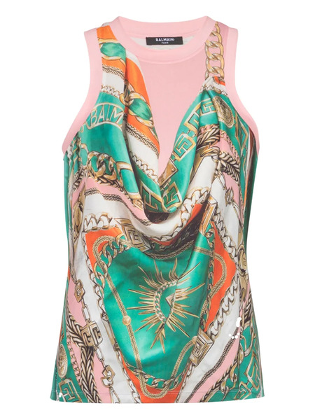  Balmain Foulard-print Vest - Green 