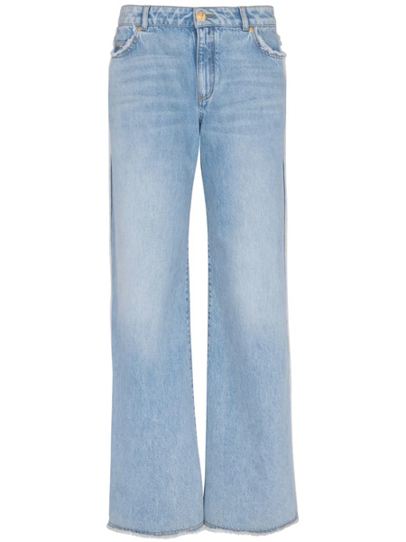  Balmain Frayed-trim Straight-leg Jeans - Blue 