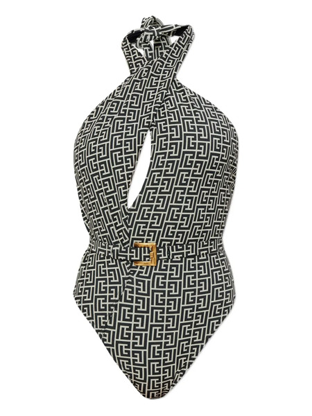  Balmain Geometric-pattern Swimsuit - Black 