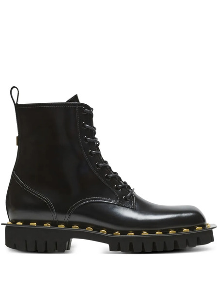  Balmain Glazed Combat Boots - Black 