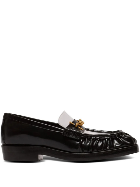  Balmain Glazed Leather Loafers - Black 