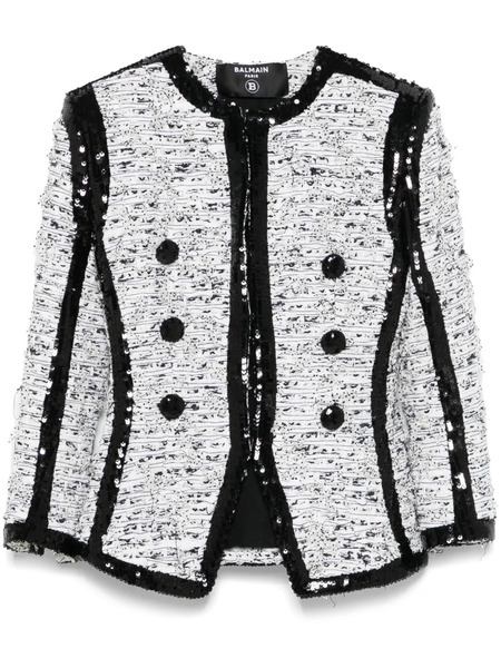  Balmain Glitter-detail Jacket - White 