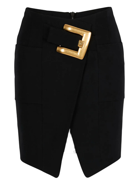  Balmain Grain De Poudre Belt-detail Mini Skirt - Black 