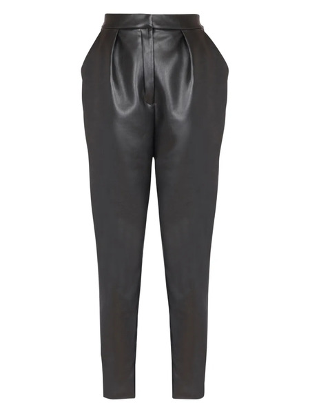  Balmain High-waisted Faux Leather Trousers - Black 
