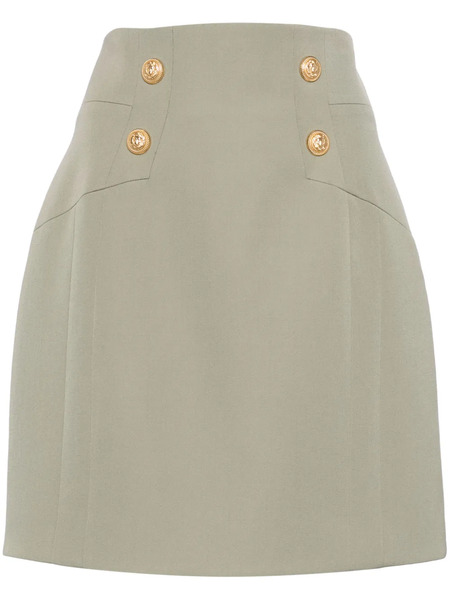  Balmain High-waisted Wool Miniskirt - Green 