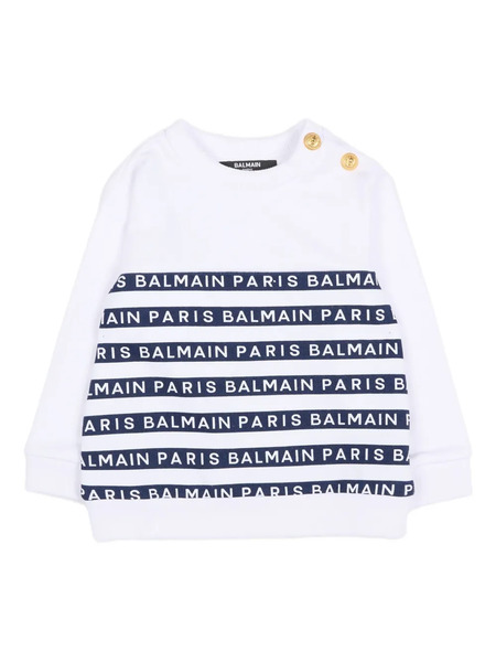  Balmain Kids Button Crew-neck Sweatshirt - White 