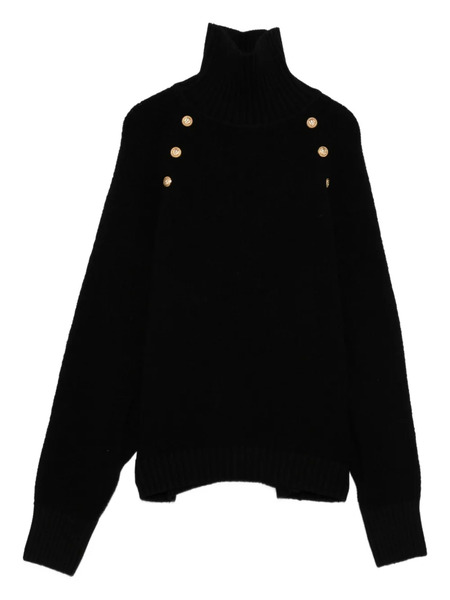  Balmain Kids Button-detail High-neck Sweater - Black 