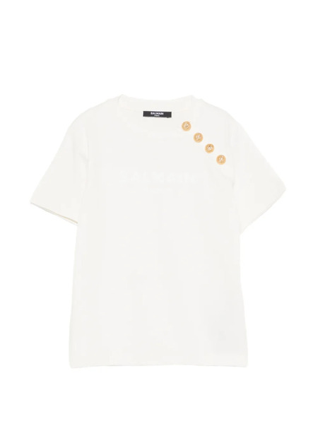  Balmain Kids Button Detail T-shirt - Neutrals 
