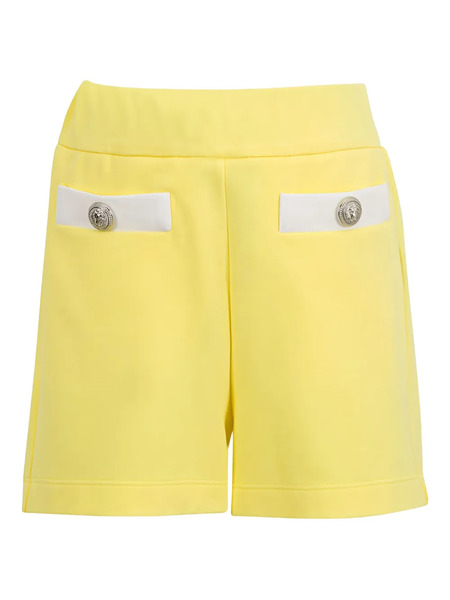  Balmain Kids Button-embellished Pocket Shorts - Yellow 