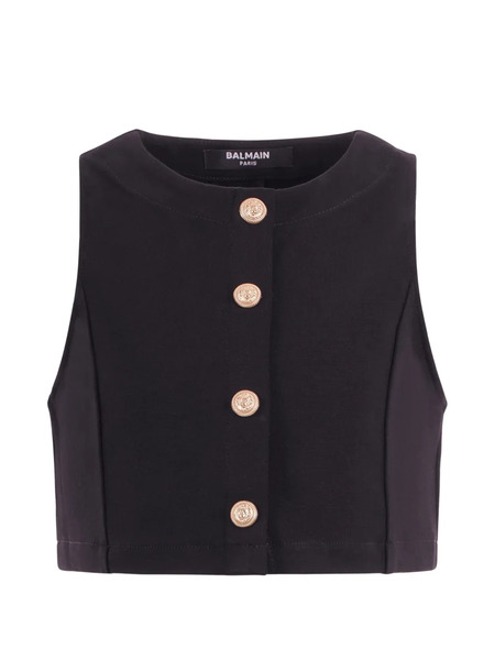  Balmain Kids Button-embellished Top - Black 
