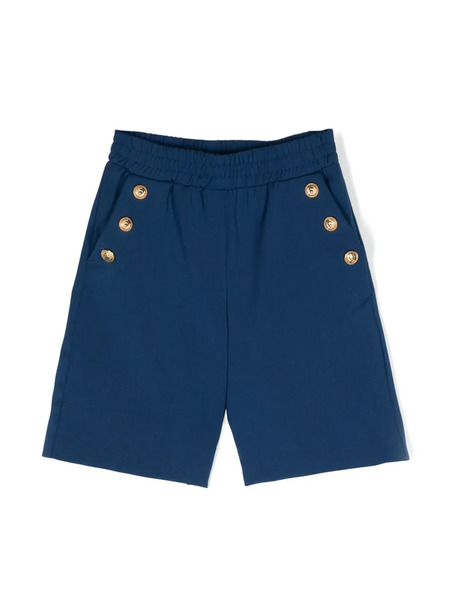  Balmain Kids Button-embossed Wool Shorts - Blue 