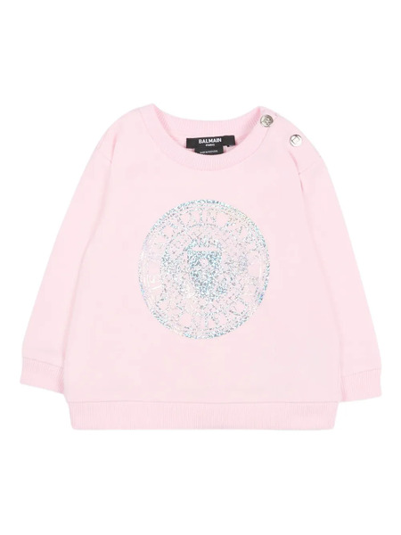  Balmain Kids Button Graphic Sweatshirt - Pink 