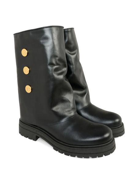  Balmain Kids Button Leather Boots - Black 