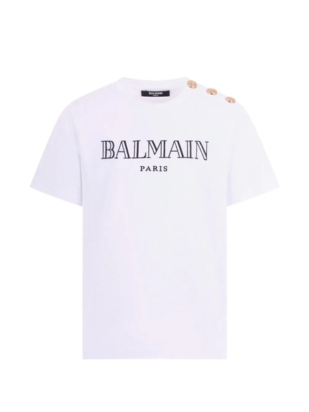  Balmain Kids Button Logo-embroidery T-shirt - White 