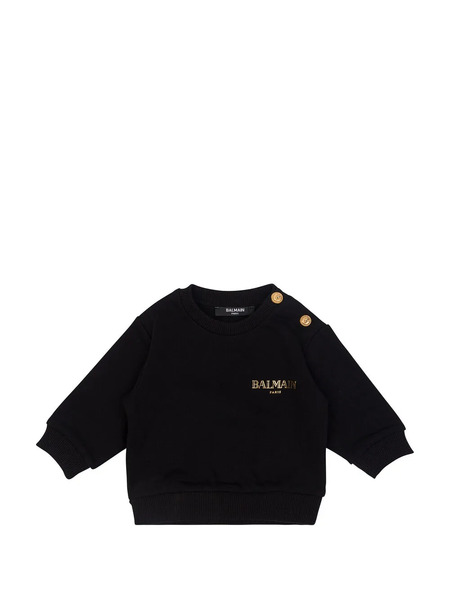  Balmain Kids Button Logo-print Sweatshirt - Black 