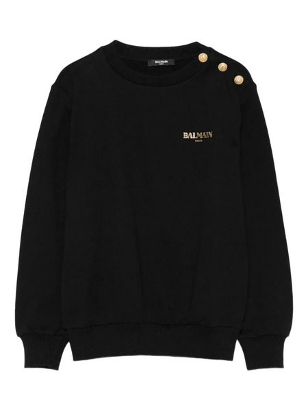  Balmain Kids Buttoned-shoulder Logo Sweatshirt - Black 