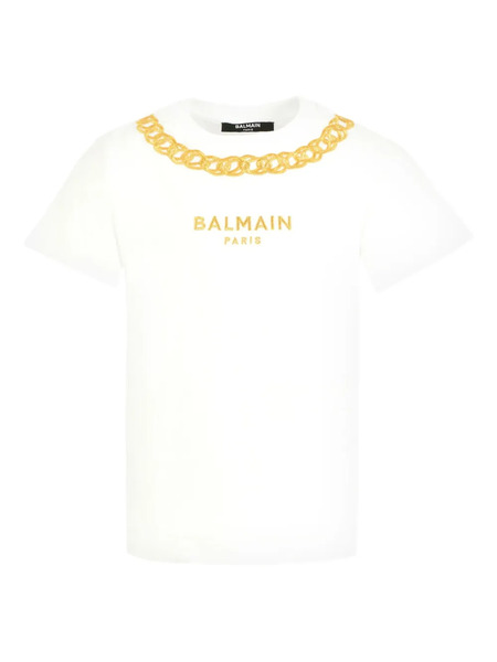  Balmain Kids Chain-embellished Logo T-shirt - White 