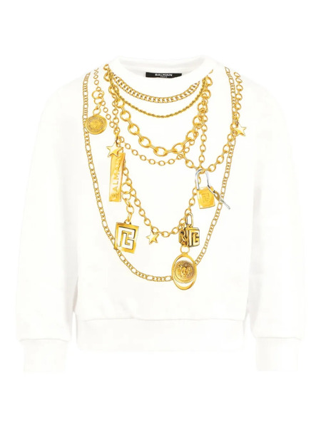  Balmain Kids Chain-print Sweatshirt - White 