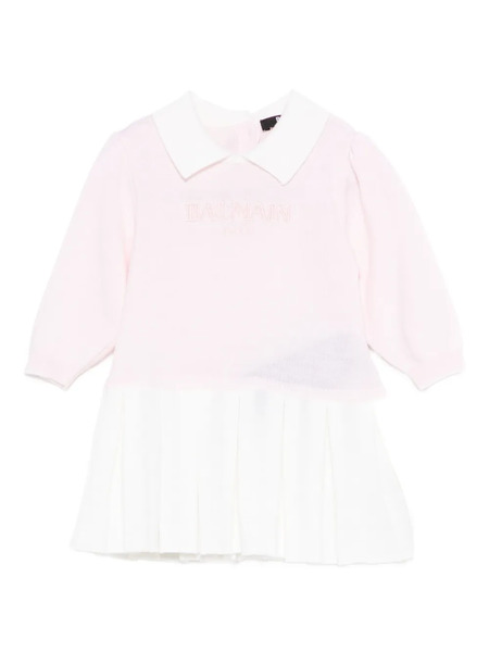 Balmain Kids Collared Pleated Dress - Pink 