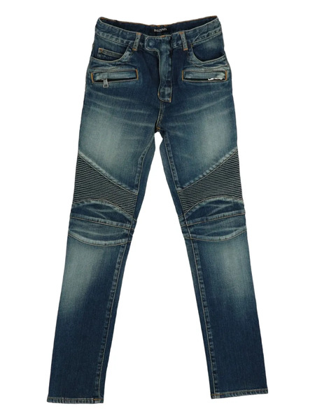  Balmain Kids Cotton Biker Jeans - Blue 