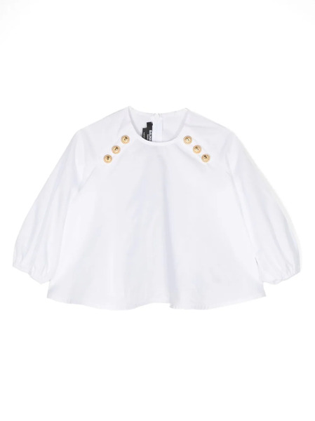  Balmain Kids Decorative-button Cotton Blouse - White 