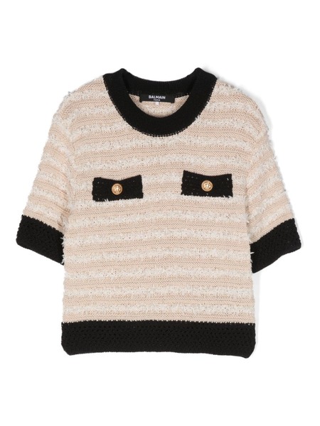  Balmain Kids Decorative Button-detail Knitted Top - Neutrals 