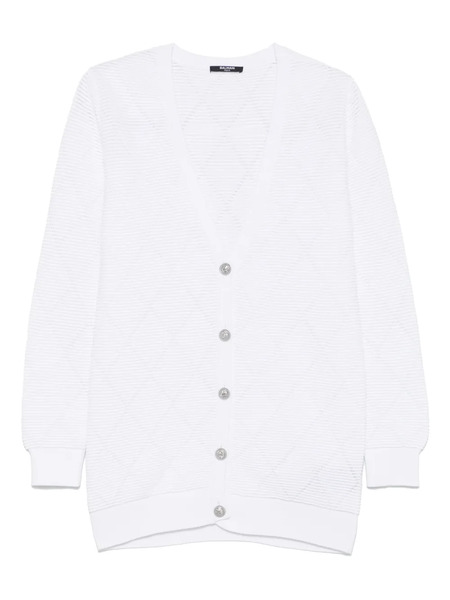  Balmain Kids Diamond-pattern Cardigan - White 