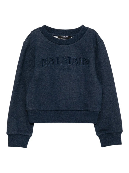  Balmain Kids Embroidered-logo Sweatshirt - Blue 