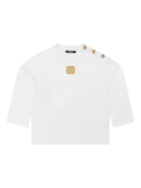  Balmain Kids Embroidered-monogram Sweatshirt - White 