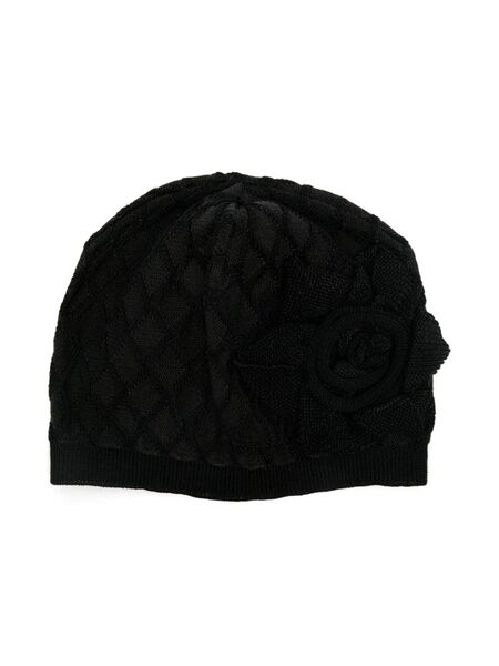  Balmain Kids Floral-appliqué Beanie - Black 