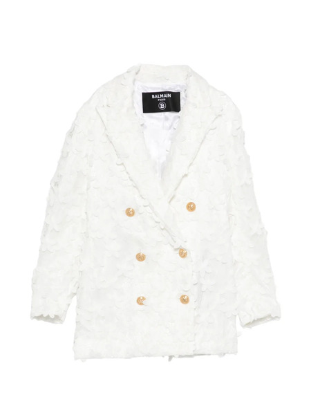 Balmain Kids Floral Double-breasted Blazer - White 